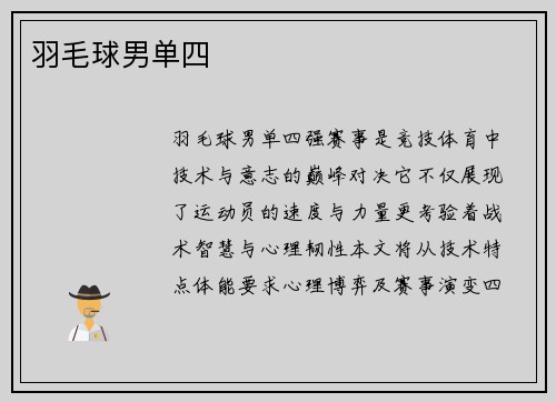 羽毛球男单四